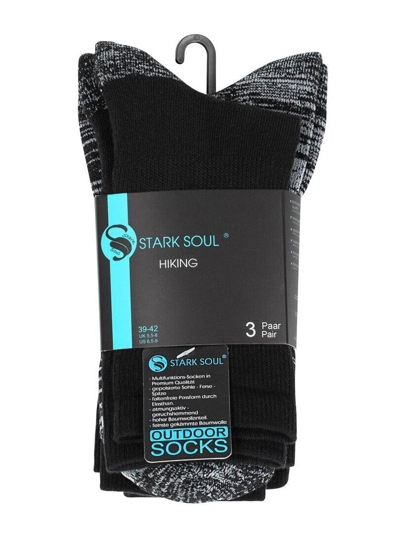 „Stark Soul®“ 3 porų unisex žygio kojinės su paminkštintu padu, juodos, 35-47 „Stark Soul®“ 3 porų unisex žygio kojinės su paminkštintu padu, juodos, 35-47